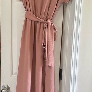 Elegant Pink Maxi Dress with Belt
